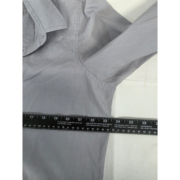 Port Authority XXL Long Sleeved Collared Button Up Gray Blouse - Picture 6 of 7